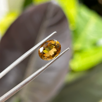 Natural 2.28 ct greenish yellow tourmaline oval mixed cut gemstone Untreated tourmaline loupe clean clarity Loose tourmaline 2.28 carat gem Oval mixed cut tourmaline for jewelry Natural tourmaline Sri Lanka origin